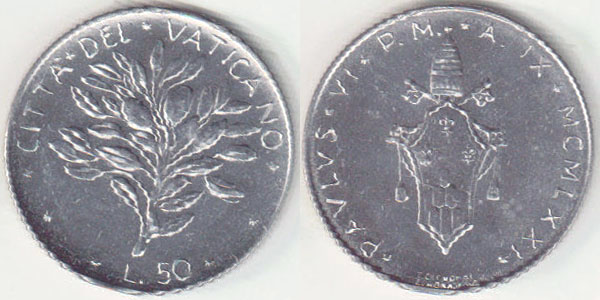 1971 Vatican City 50 Lire (Unc) A002626